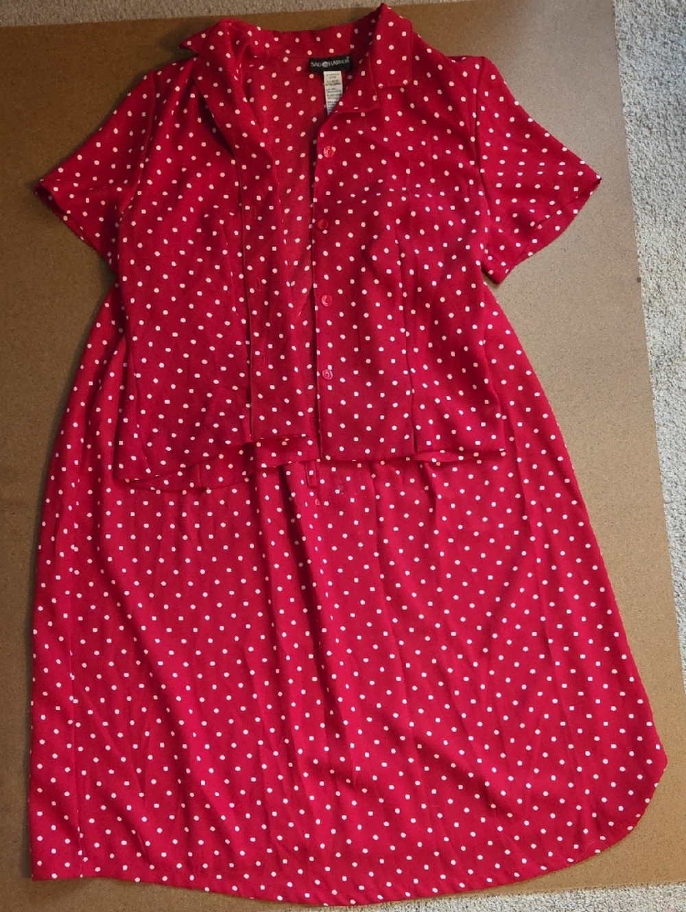 Vintage Red Polka Dot Two-Piece Dress Set